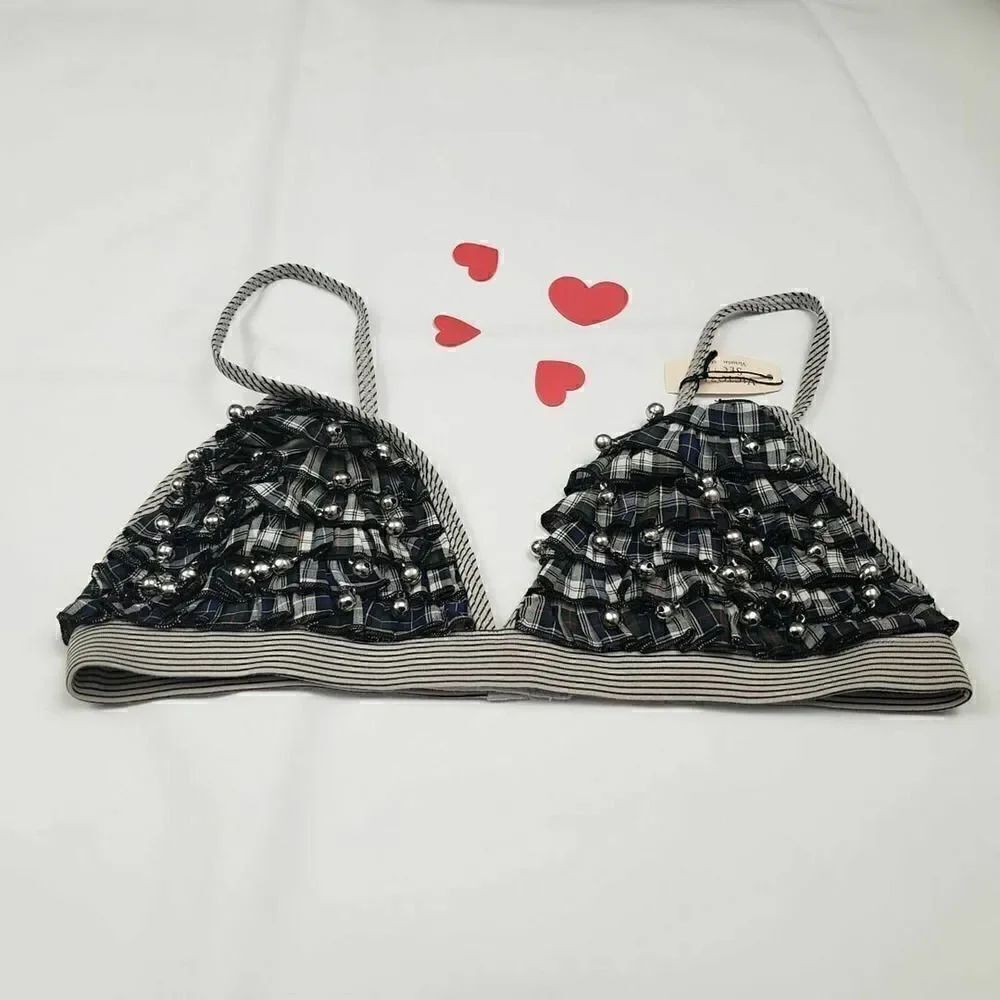 Victoria's Secret Sexy Gray Gingle Bells Triangle Bralette Bra Medium NWT